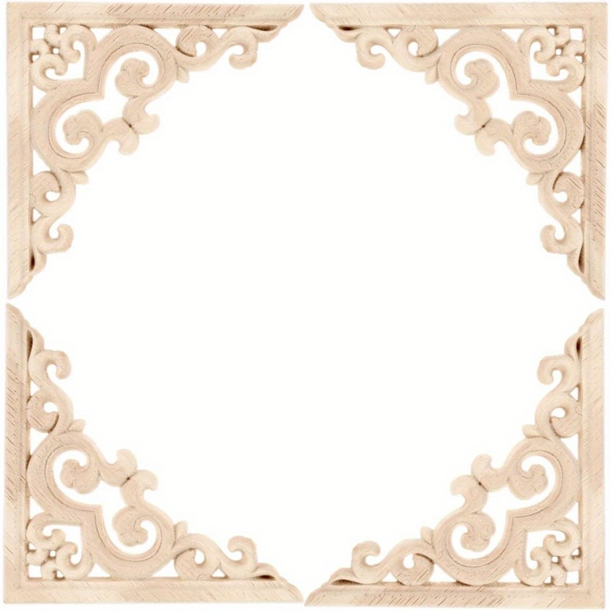 

Wood Carved Corner Appliques Unpainted 4-piece Set For Diy Home Decor - Elegant Wooden Decals For Furniture, Cabinet, Door & Bed Embellishments