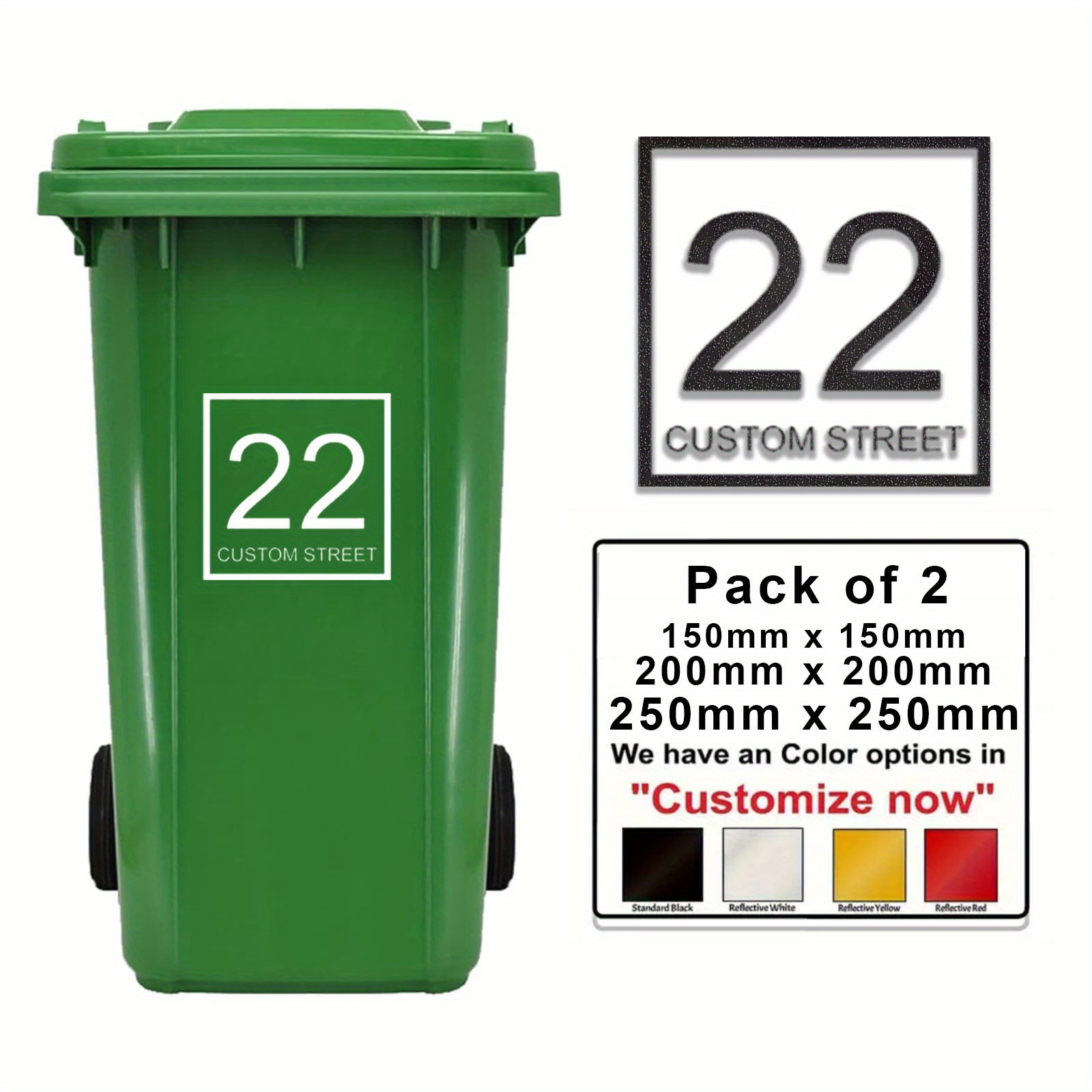 

Pack Of 2 White Bin Sticker Numberswaterproof Self Adhesive Bin Numbers For Wheelie Bins Large Numbers