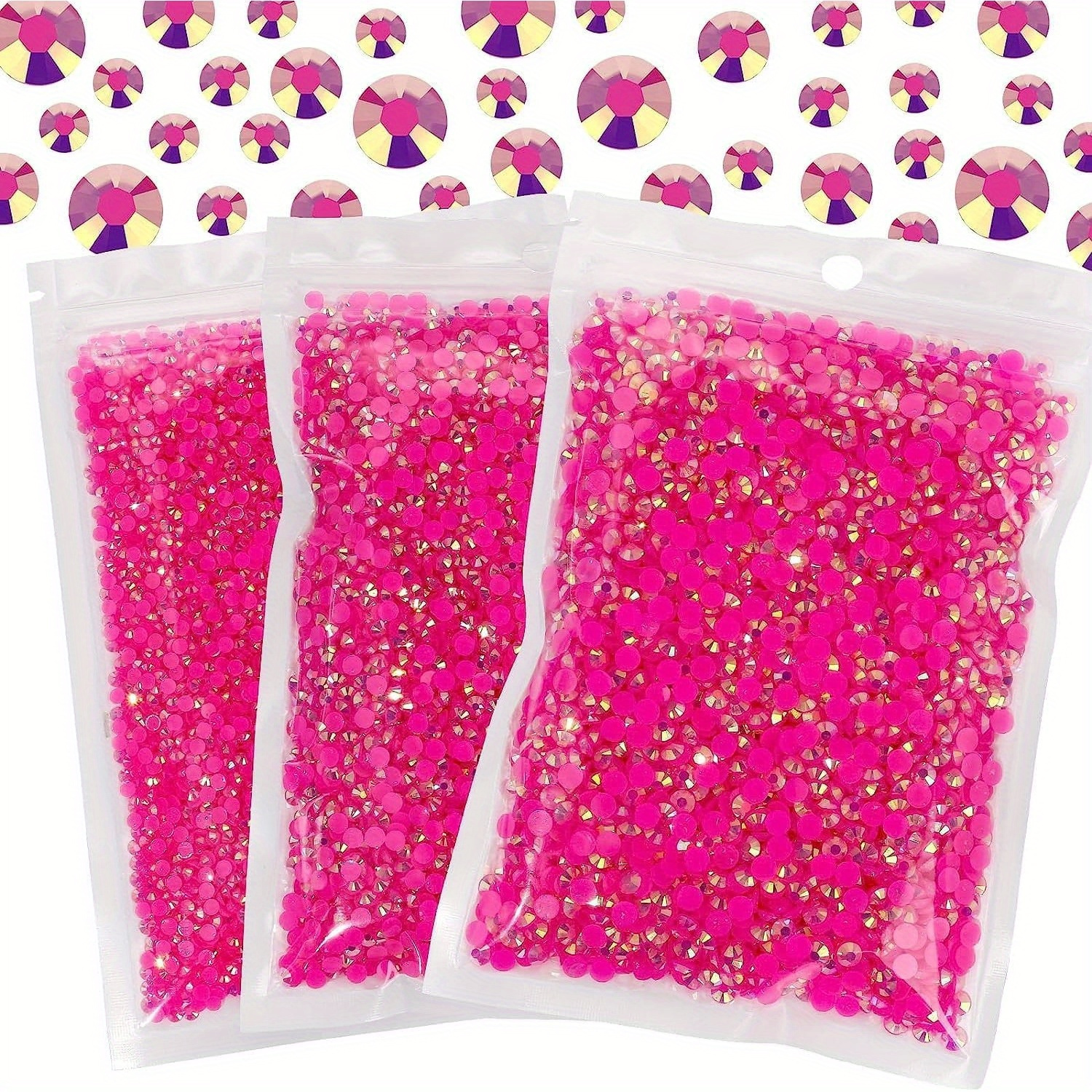 

28 Colours 3bags Clear Resin Flatback Rhinestone, 3mm 4mm 5mm Resin Non Hotfix Rhinestones For Crafts Diy Design, Tumblers, Clothes, Makeup, Nail Art 30g