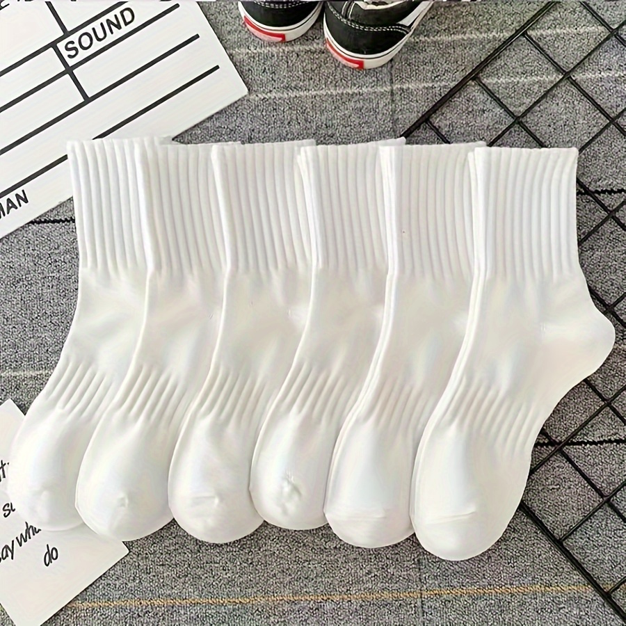 

6 Pairs Of Solid Color Ribbed Socks, Comfortable And Breathable Mid Tube Socks, Long Tube Socks And Stockings, Sports Socks, Comfortable Sports Socks!!!