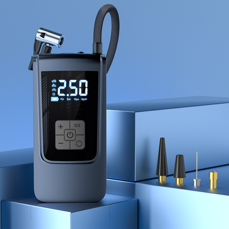cordless air pump for car tires with digital display and USB charging