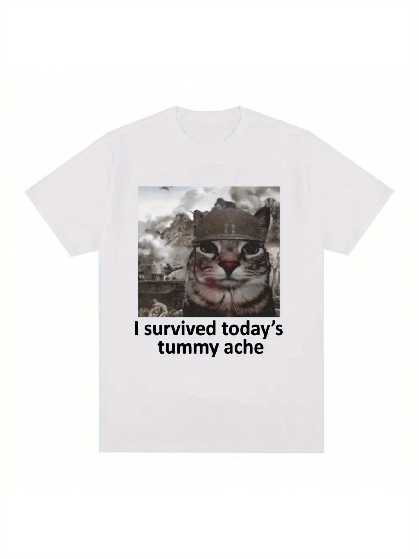 today s tummy t shirt funny cat meme short Temu