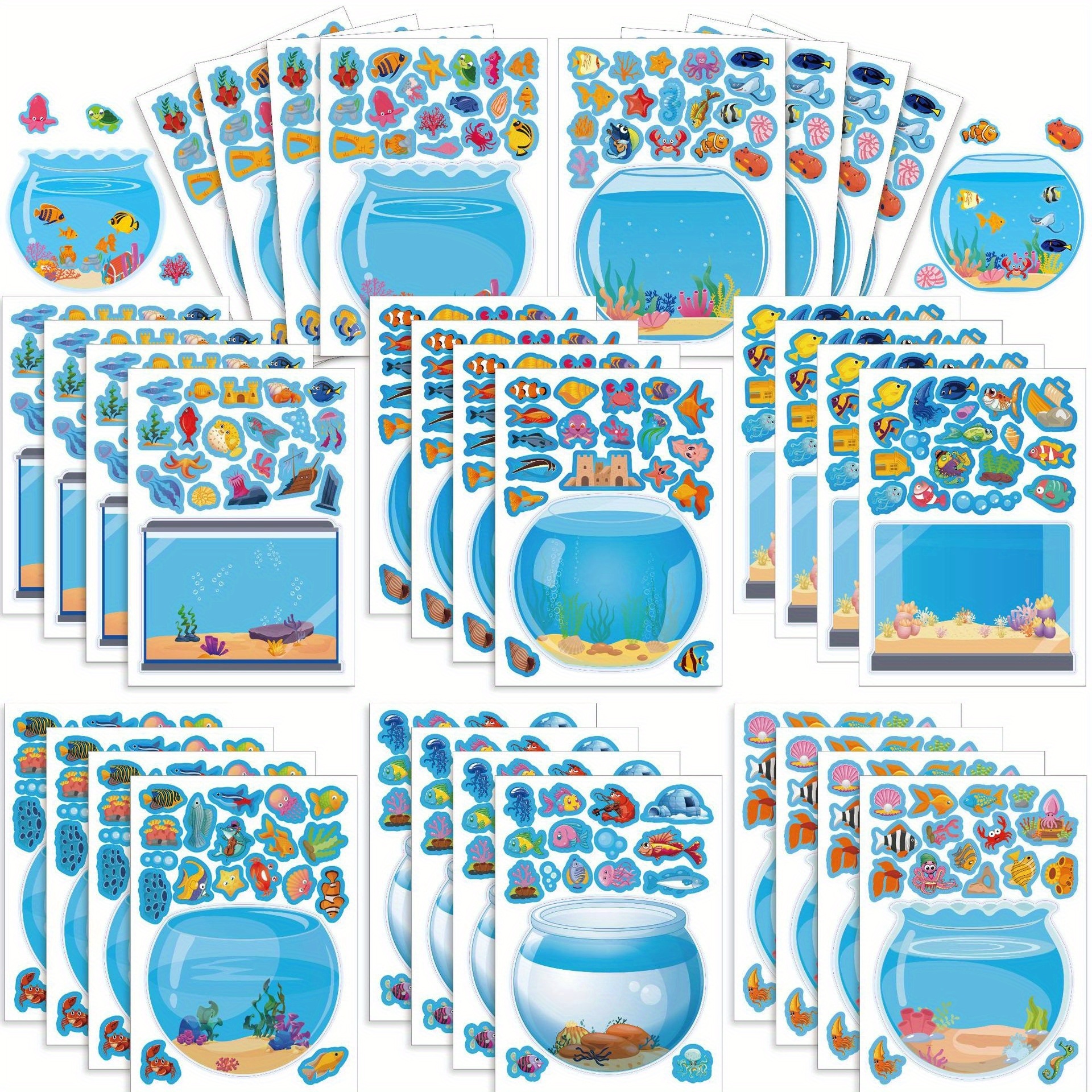 

8/16pcs Cute Fish Tank Stickers - Diy Vinyl Decals For Aquariums, Mixed Colors, Supplies