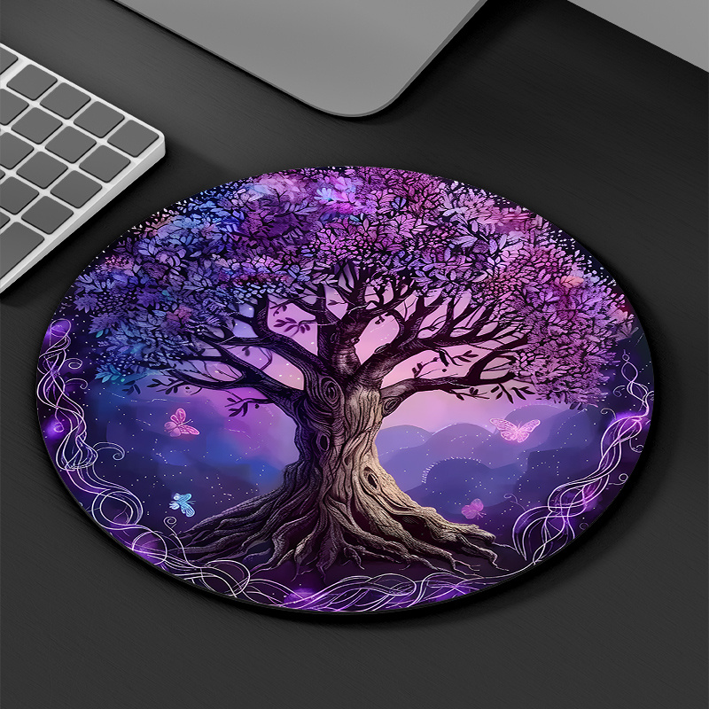 TEMU Fantasy Round Mouse Pad - Non-slip,, And Durable Desk Mat, Suitable For Gamers And Home Office Use, With A Comfortable Texture, Non-slip Rubber