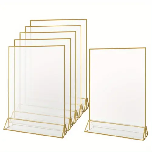 acrylic sign holder 8 5x11 holder golden picture frame double sided flyer holder table menu holder display stand for wedding table number