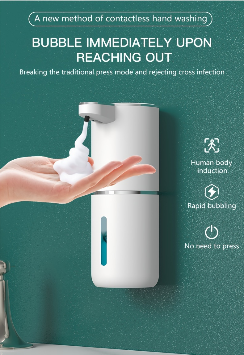 1  touchless automatic soap dispenser usb rechargeable foaming hand wash machine with induction technology 500mah lithium battery non food contact for bathroom and kitchen details 0