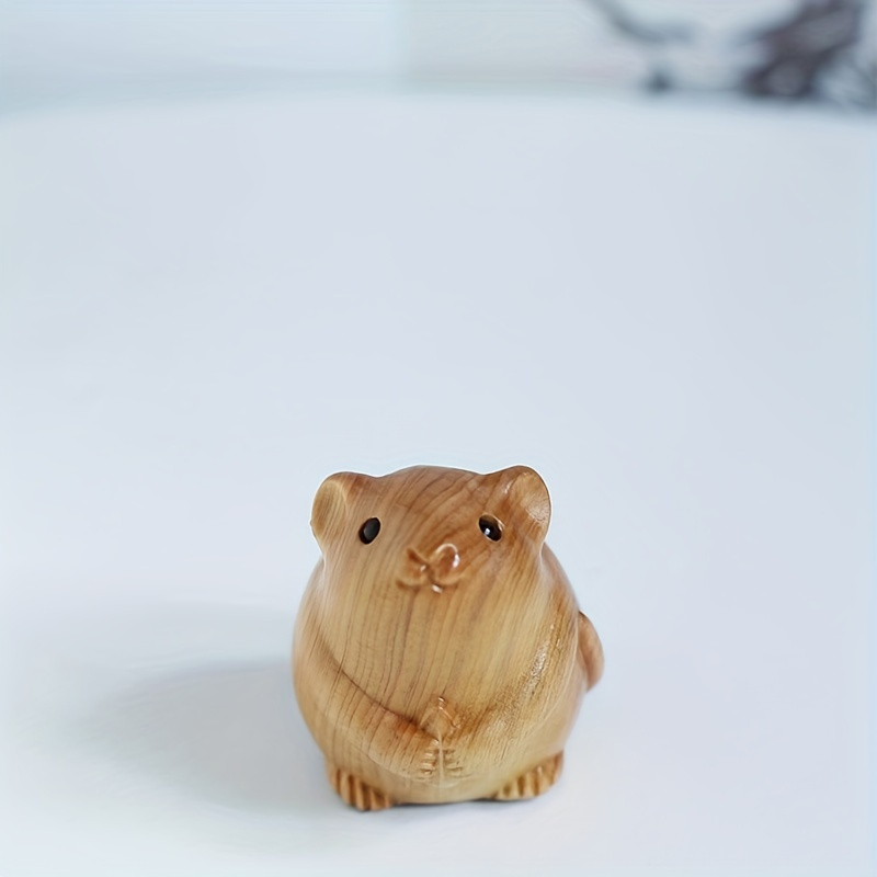 

1pc, Cute Little Wooden Mouse Decorations, Home Decor Retro Mini Handmade Mouse Statues Wood Carving Ornaments Tea - Moss Landscape Bookshelf Creative Animal Decorations