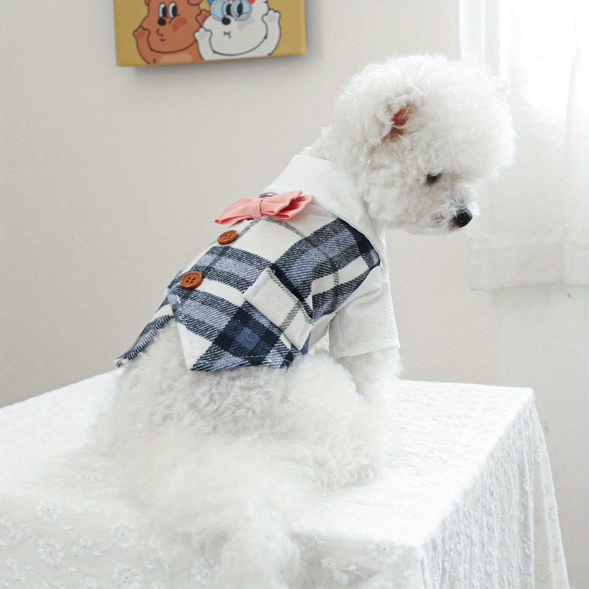 chic chaqueta de tuxedo a cuadros para perros pequeños y gatos