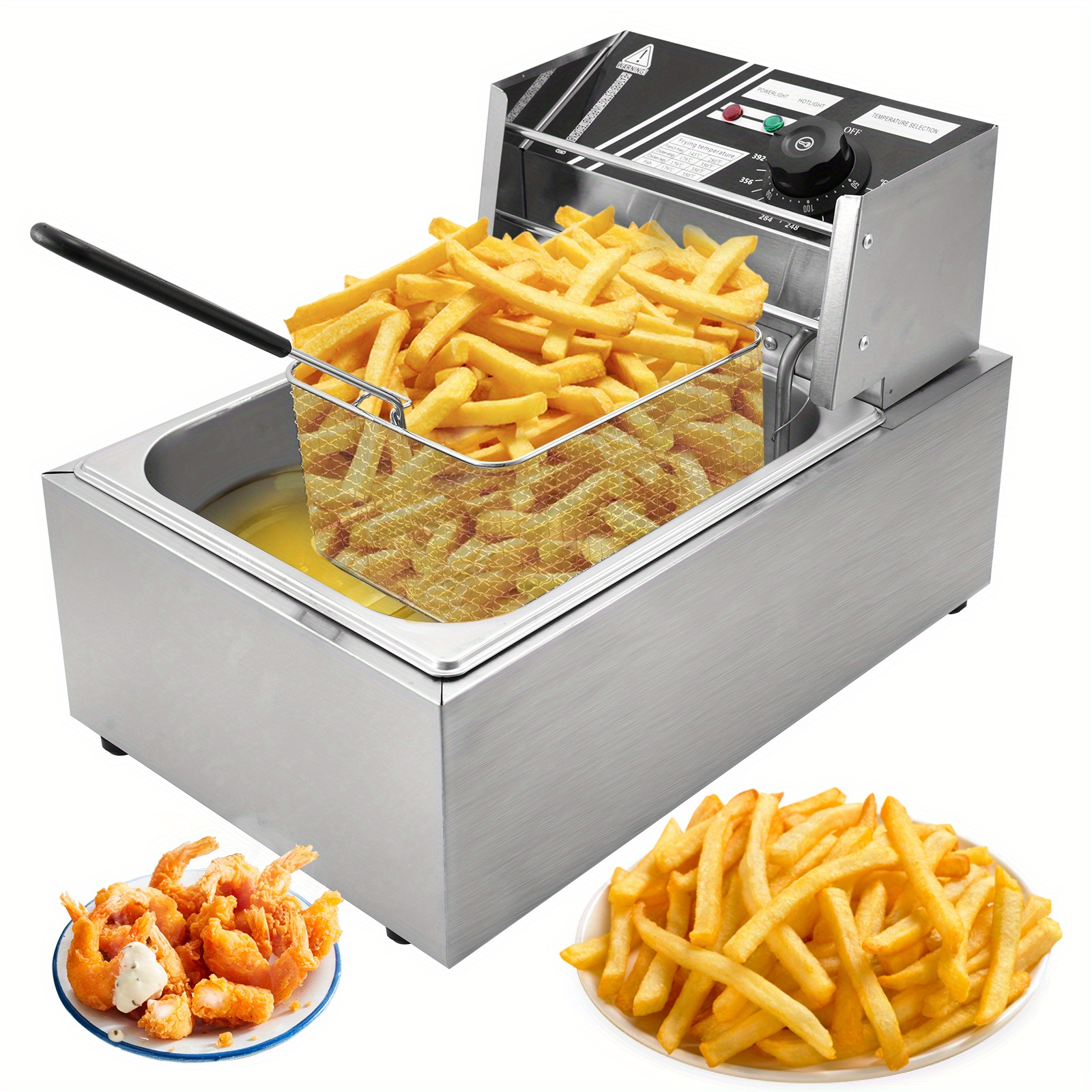 

6l Deep Fryer, Stainless Steel Countertop Electric Fryers With Removable And Lid