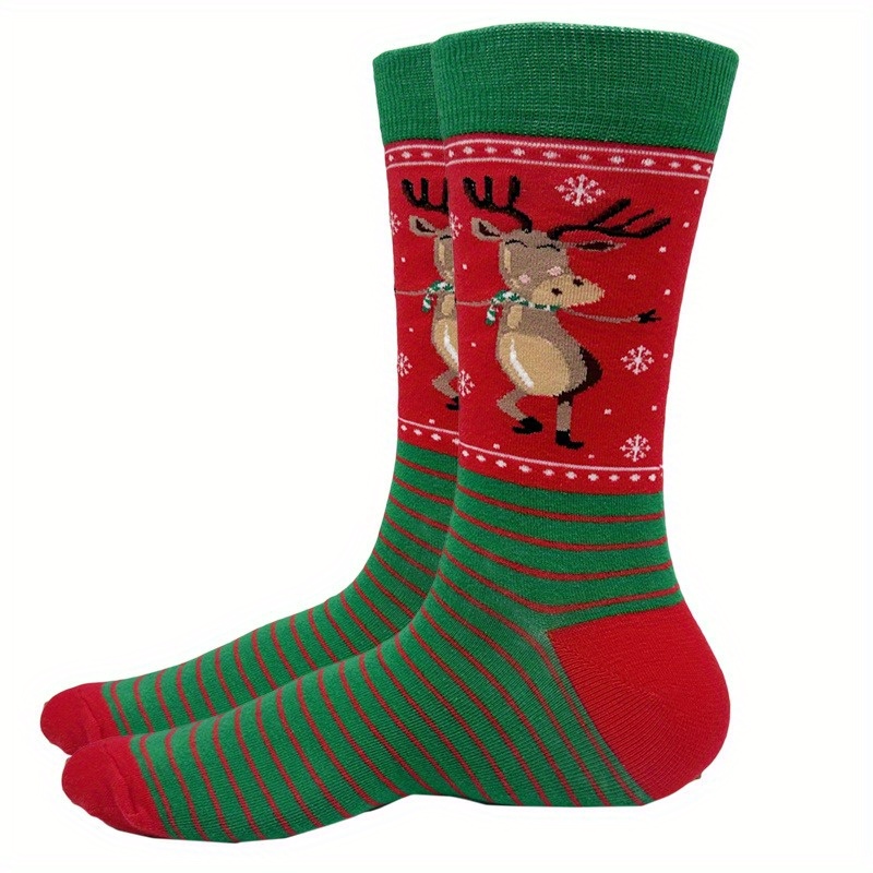 

Men's Christmas Crew Socks - Funny Hip Hop Style, Cotton , Striped Pattern