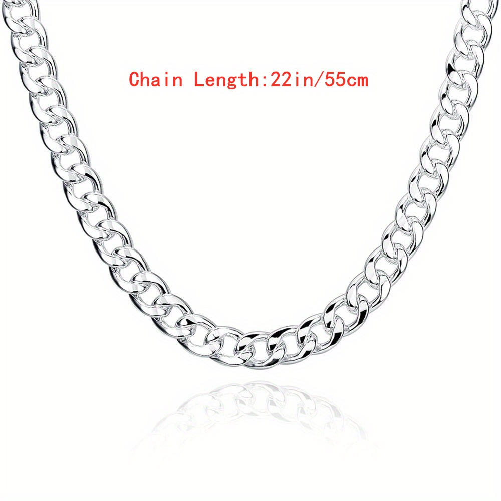 

New 10mm 925 Sterling Silver Men' Buckle Cuban Style Chain Necklace - Perfect Gift For Men, Father's Day Gift