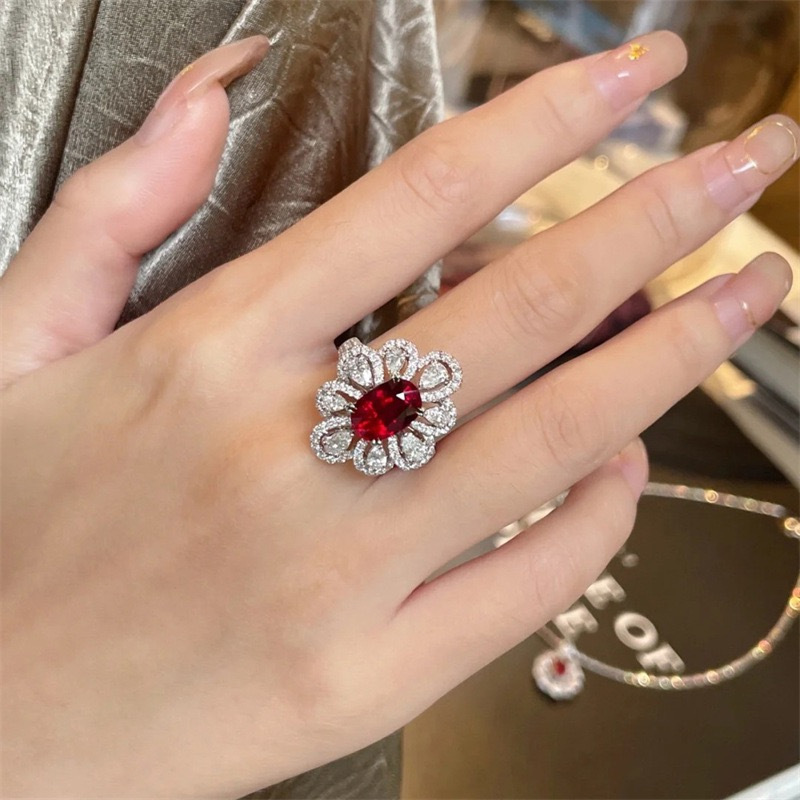 

1pc Flower Shape Light Luxury Women' Ring Jewelry, Set With Artificial Zirconia Women' Jewelry, Wedding Anniversary Gift