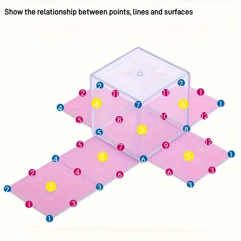12-Piece Set of Geometric Models: 3D to 2D Conversion, Area Observation - Durable Acrylic Material - For Students & Teachers - Ideal for Math & Geometry Learning - Great Gift for STEM Enthusiasts
