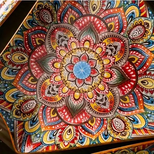 bohemian handcrafted ceramic dinnerware set large plates for steak pasta microwave oven safe dishwasher friendly perfect for family gatherings details 5