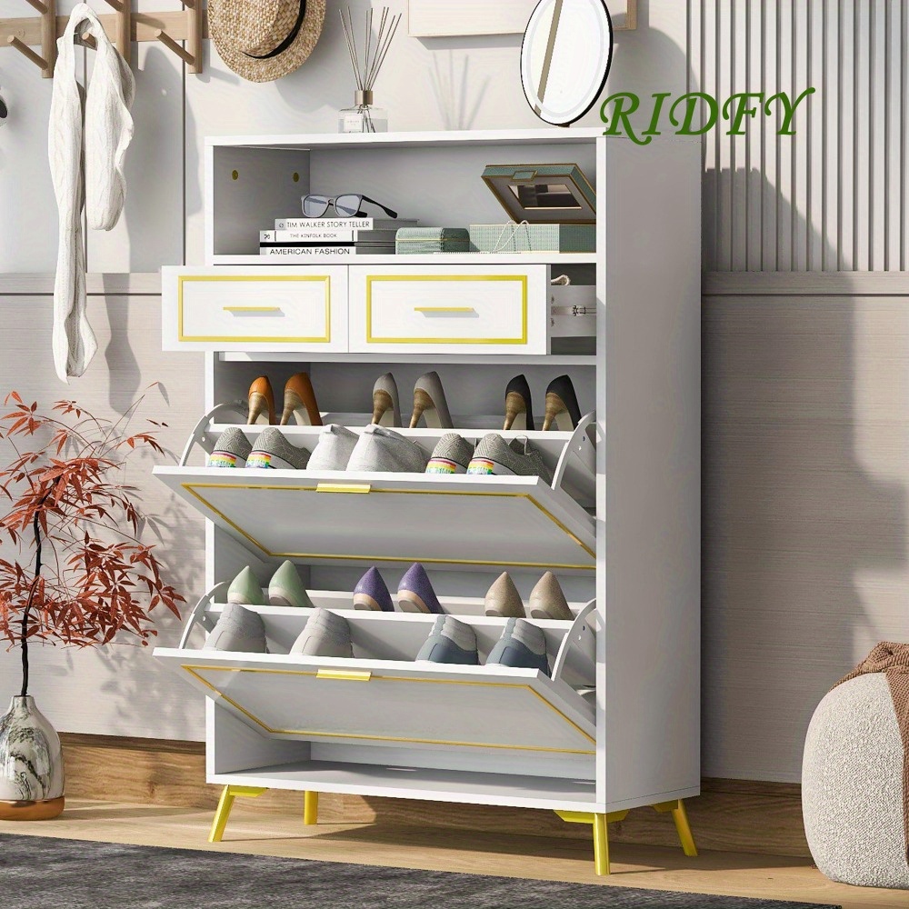 Shoe Cabinet with Flip Drawers, Slide Drawers and Shelf, Modern  Free Standing Shoe Rack for Heels, Sneakers, Slippers, Shoe Storage Cabine