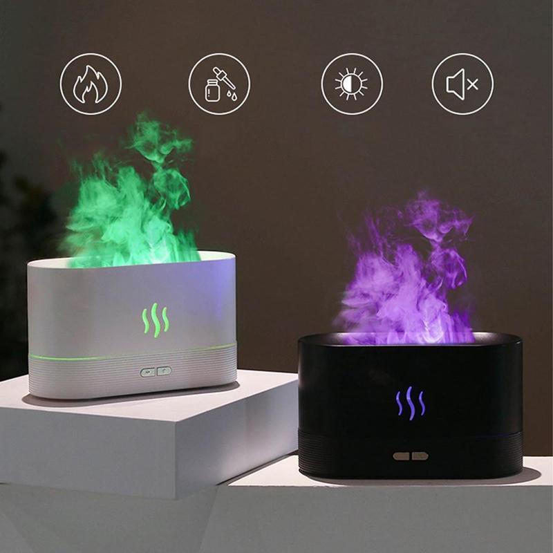 

Flame Air Humidifier With 7 Colors Usb Powered Portable Ambient Light Aroma Diffuser For Car & Home Silent Aromatherapy Diffuser For Bedroom Office Car Colorful Night Light Humidifier Simulation