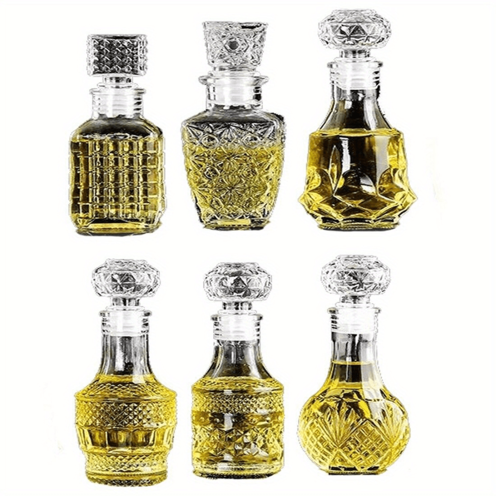 4-Pack Clear Glass Bottles 7 Oz With Gold Caps - Heavy Base Bottles For Oil, Vinegar & Beverages