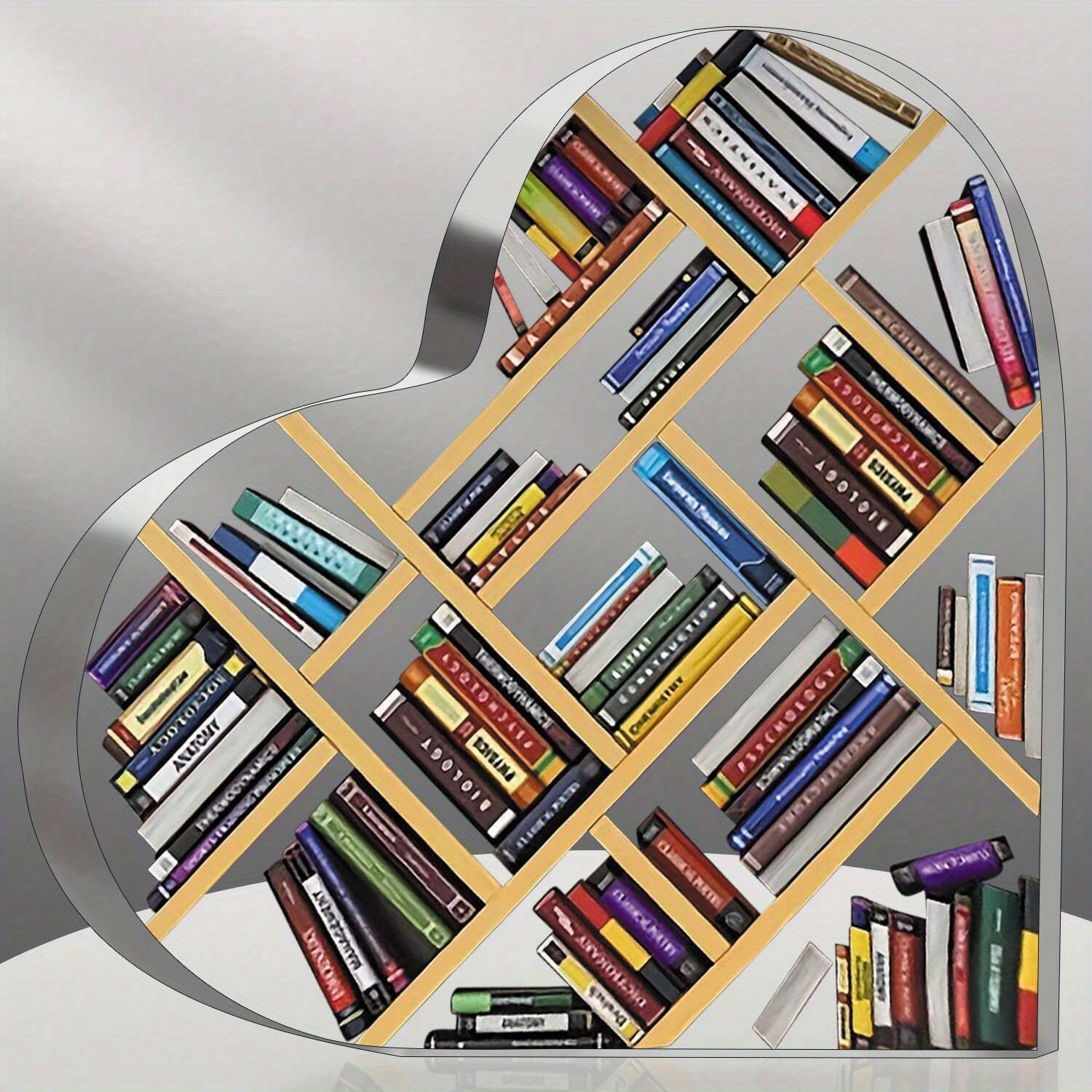 

Acrylic Heart-shaped Bookshelf Decoration, Book Lover Librarian Gift, Teacher Appreciation Day Present, Heart Bookcase Ornament