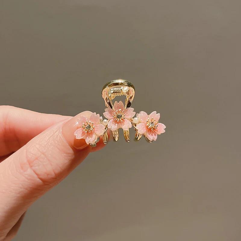 Image of Exquisite Hairpin For Women Featuring Pearl And Rhinestone Sakura Design, Perfect For Spring And Summer, Ideal For Holding Bangs