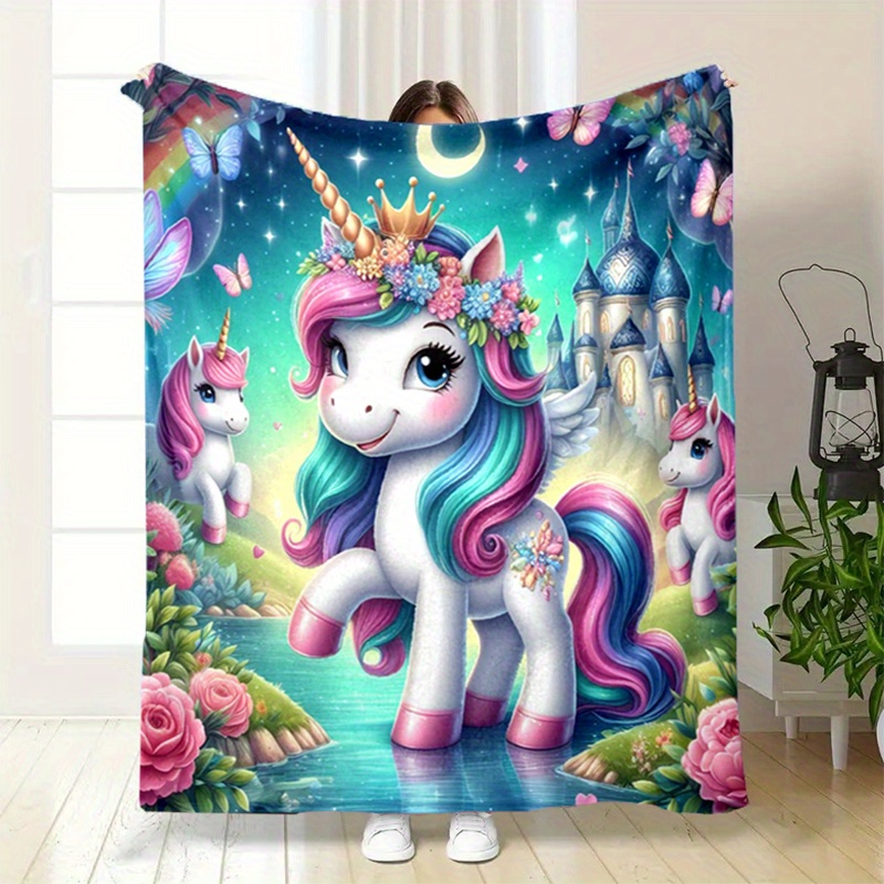 

3d Cute Unicorn Printed Throw Blanket Christmas Soft, Plush, Warm Throw Blanket For Bed Sofa Home Decor Picnic Blanket Christmas Halloween Gifts