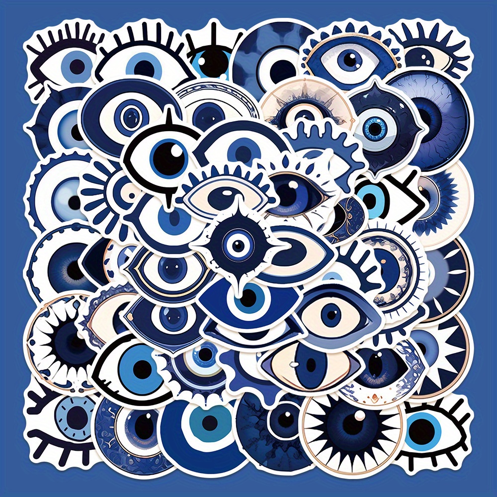 Pack Of 50 Evil Eye Graffiti Stickers, Aesthetic Stickers For Water Bottles, Skateboards, Laptops, Phones, Journaling, Scrapbooking, And Party Supplies