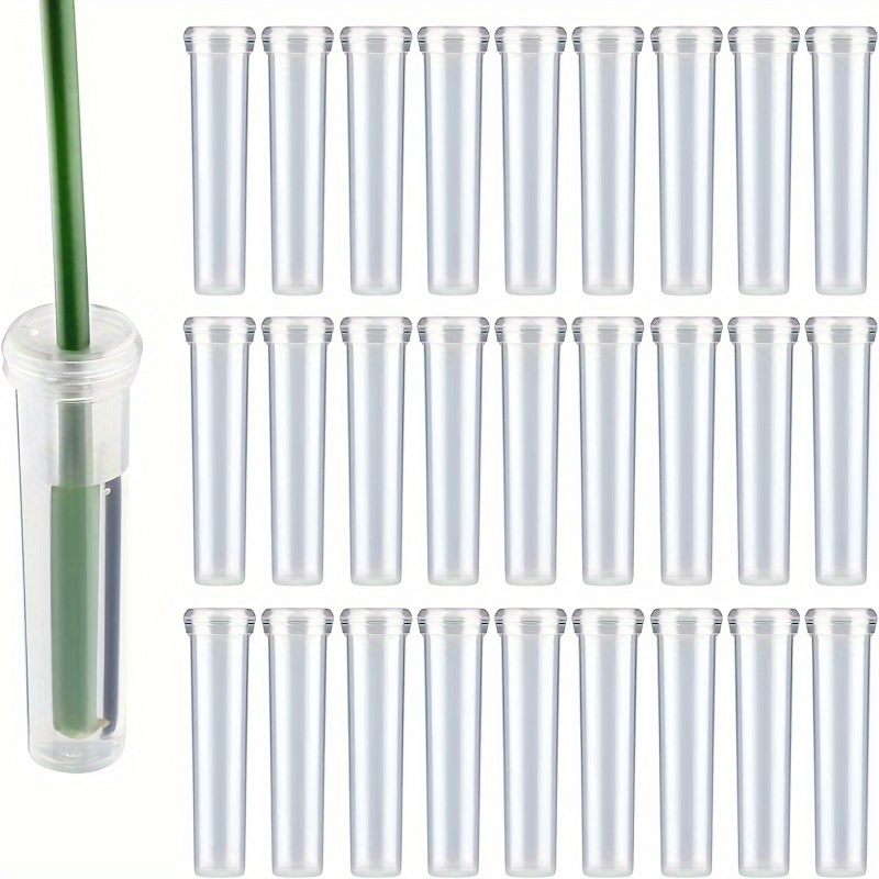 

100-piece Plastic Flower Water Tubes With Silicone Caps, Reusable Transparent Floral Vials For Flower Arrangements And Plant Preservation