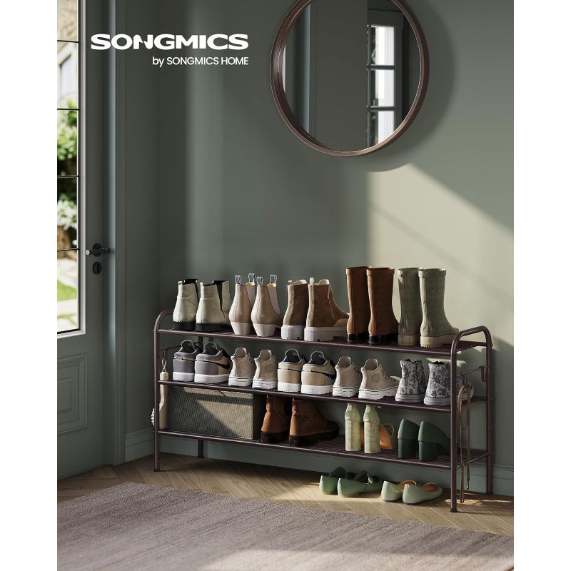 Shoe Rack Shoe 2024 Shelf Shoe Storage Organizer with Side Hooks for Entryway