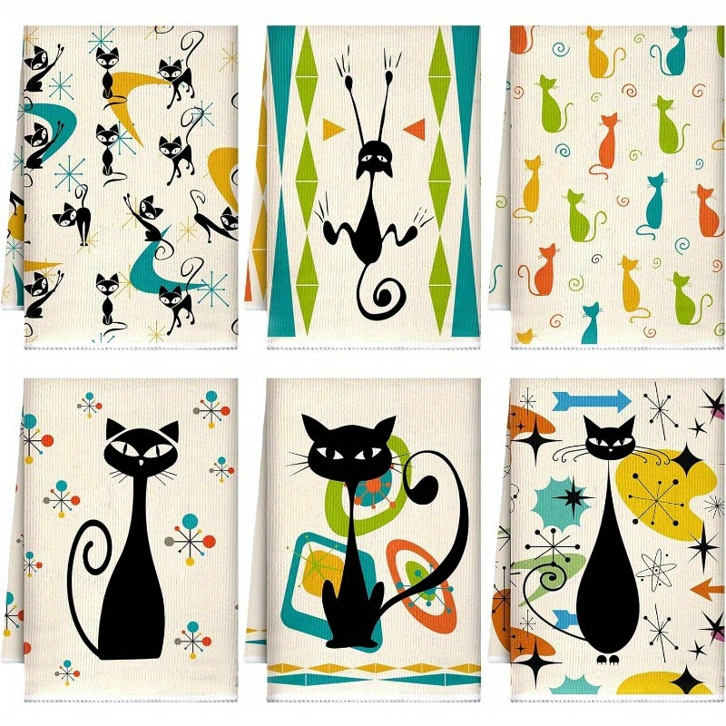 

6pcs Set Of Cat Towels Dish Towels Towels Cat For Cat Bathroom Decor X 26