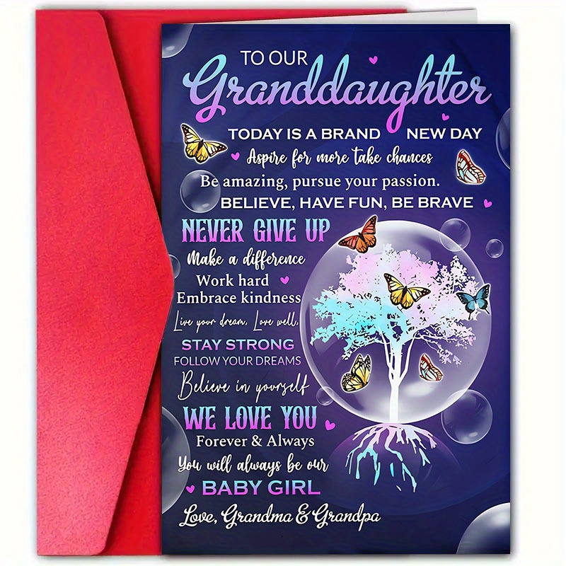 

Granddaughter Birthday Card With Envelope – Message & , Inspirational Greeting For