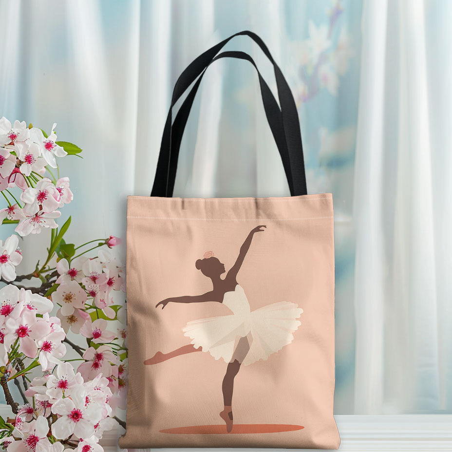 ballet dancer print polyester tote bag durable no closure Temu