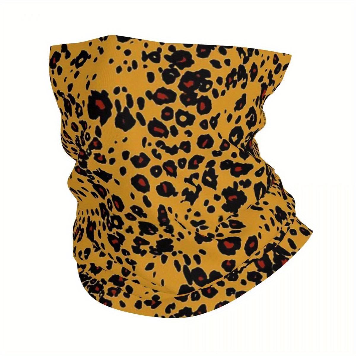 

Men's Leopard Print Neck Gaiter - Stretchy Polyester , For Skiing & Running