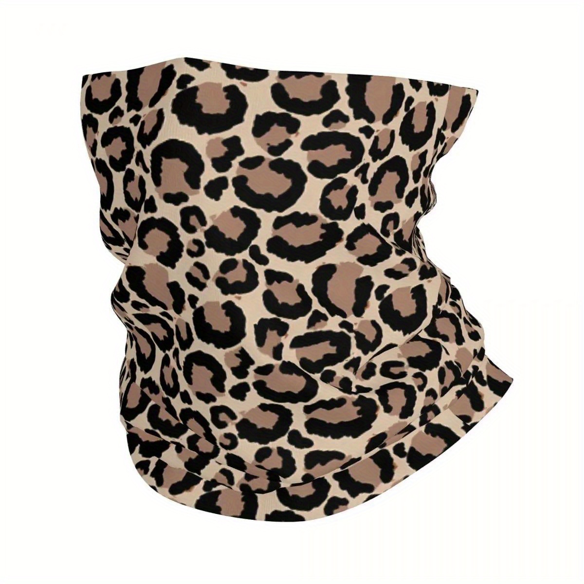 Image of Leopard Print Bandana Neck White Scarf Multi-use Headwear Fishing Unisex Adult Winter