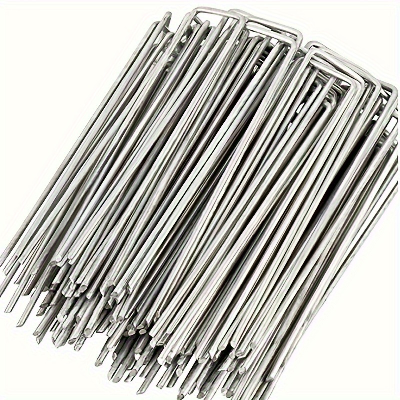 

50pcs Galvanized Steel U-shaped Stakes - Lawn For & Fixing