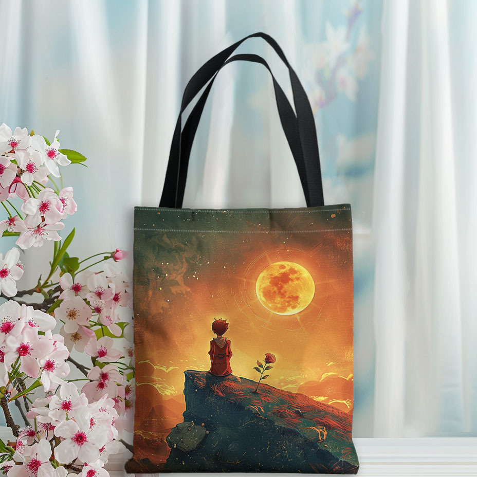 

Fashion Element Canvas Tote Bag: Perfect For Shopping, Affordable, And Durable - Featuring A Boy With Rose Pattern