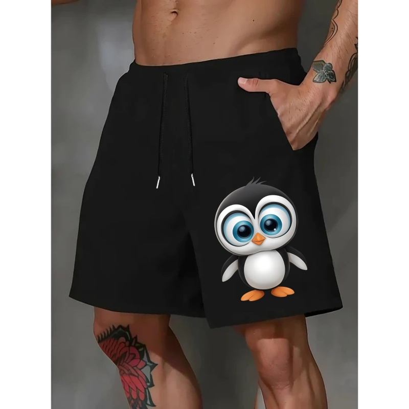 

Penguin Print, Men's Casual Comfortable Drawstring Shorts, Breathable Jogger Sports Shorts, Men's Clothes For Outdoor Activities