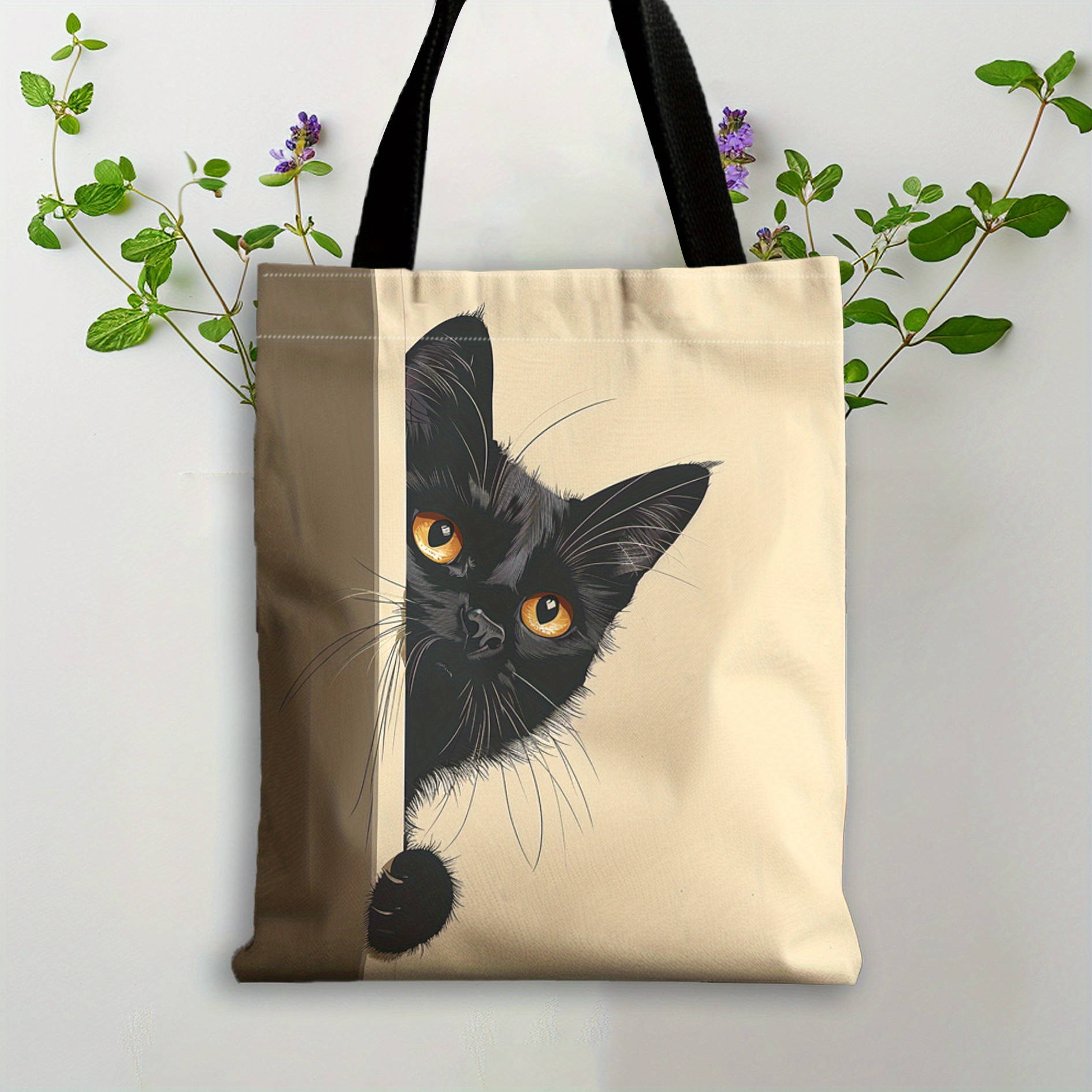 TEMU 1pc Hiding Kitten Pattern Tote Bag, Perfect For Shopping, Affordable, And Reusable