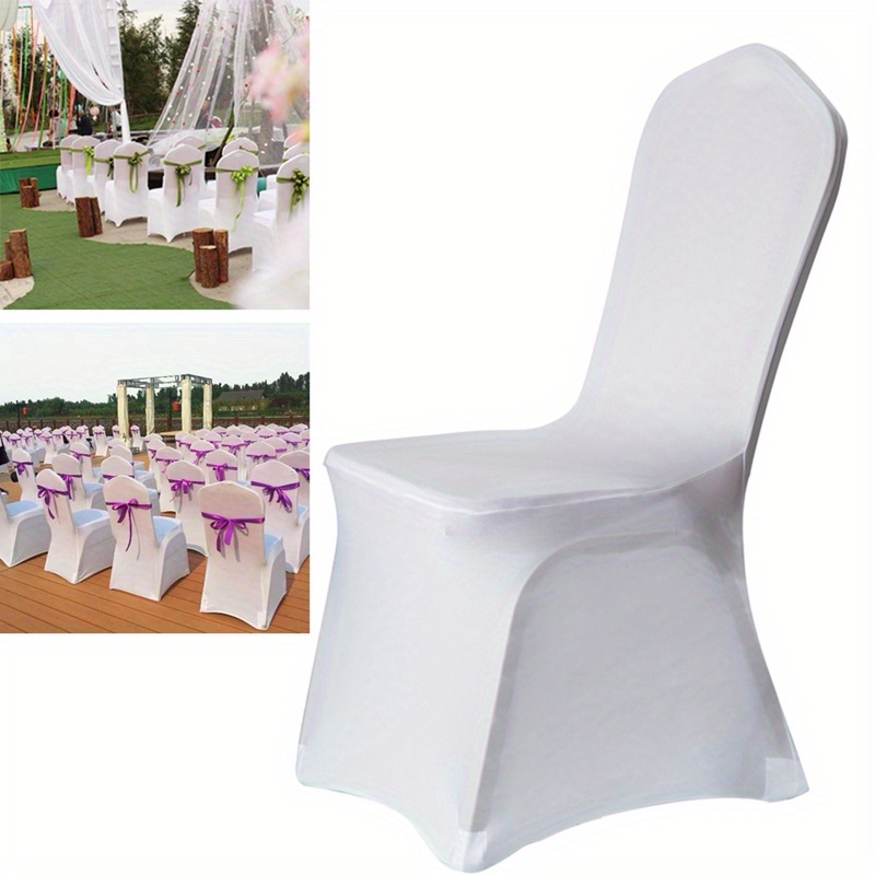 

Housse de chaise universelle extensible pour chaises de mariage et de célébration Décoration de chaise d'anniversaire (Blanc)