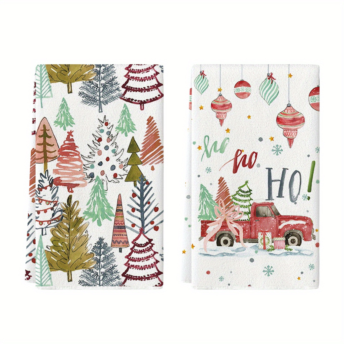 

Sm:)e Trees Lamp Truck Balls Boho Christmas Kitchen Towels Dish Towels, 18x26 Inch Seasonal Winter Room Funky Home Decoration Hand Towels Set Of 2