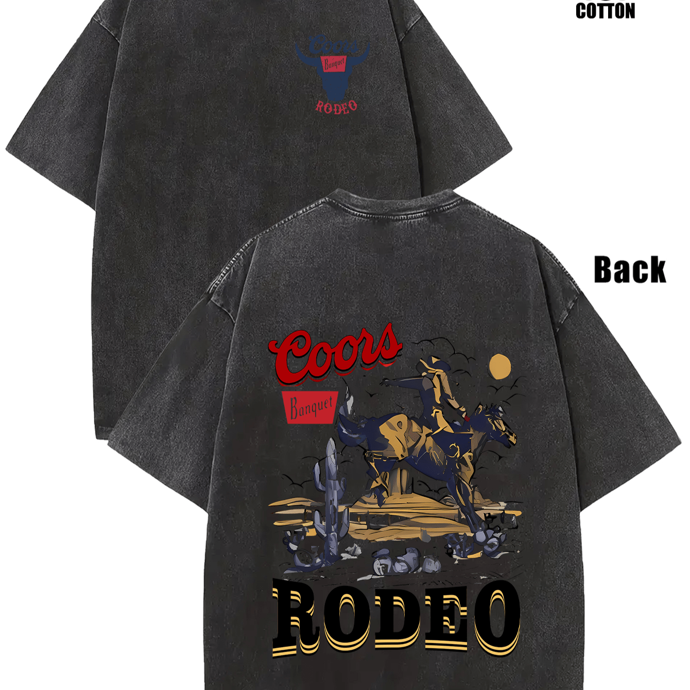 

Rodeo Pure Cotton Vintage Trendy -shirt, Short Sleeved Round Neck T-shirt, With A Certain Thickness Suitable For Summer Wearing T-shirt