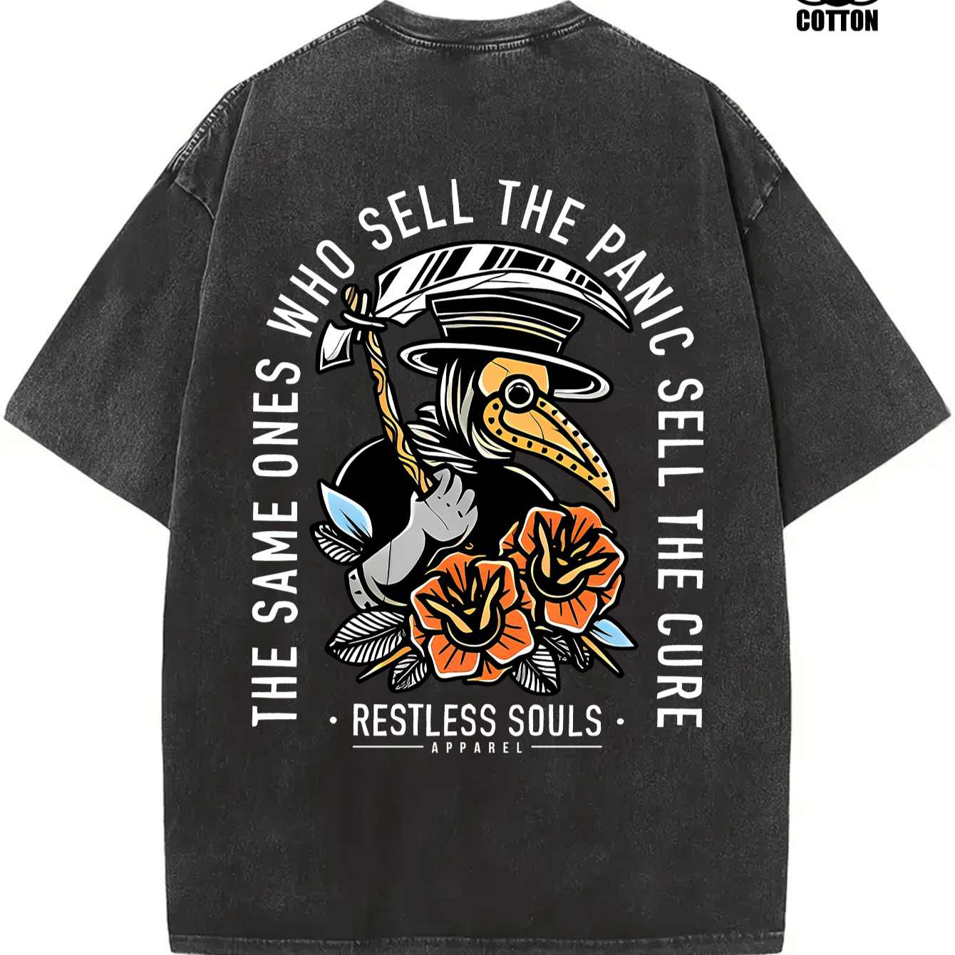 

Restless Souls Cotton Vintage Trendy -shirt, Short Sleeved Round Neck T-shirt, With A Certain Thickness Suitable For Summer Wearing T-shirt