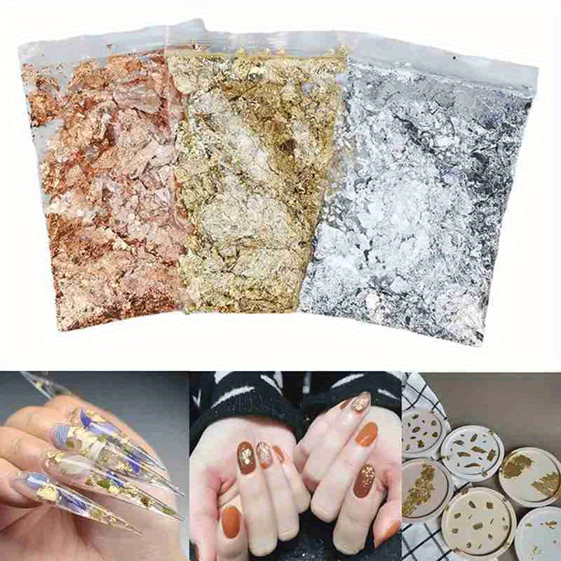 

1/2/3pcs Glitter Nail Art Foil Paper Makeup Jewelry Irregular Foil Leaf Gold Nails Diy Stickers Manicure Decorations