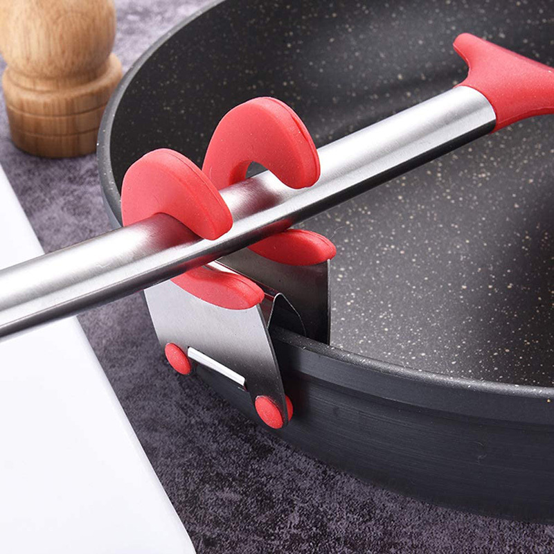 1pc 2pcs stainless steel pot and spoon holder spoon anti   silicone pot holder kitchen accessories supplies details 4