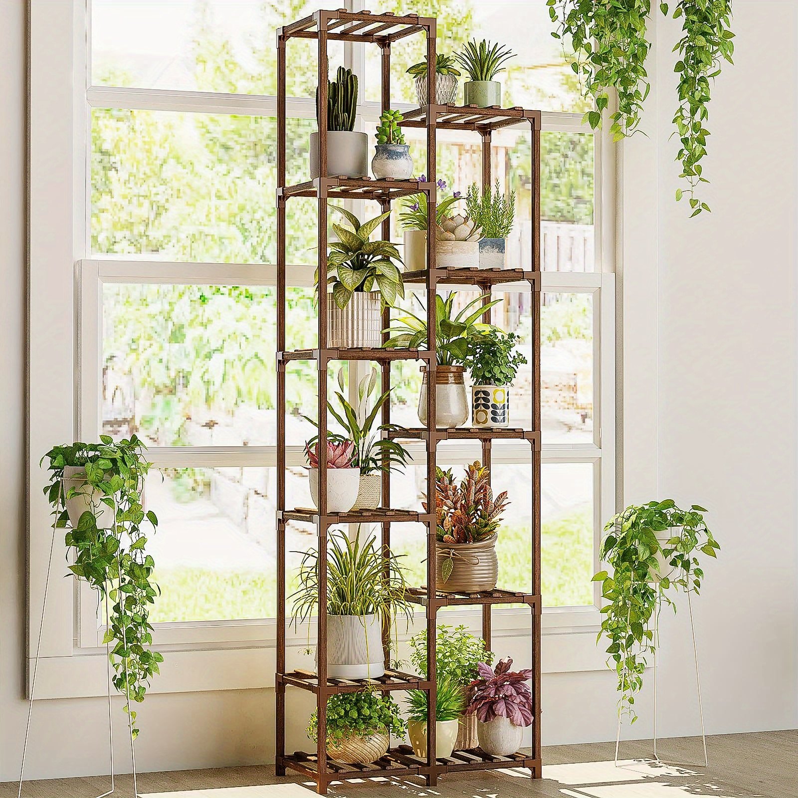 

Stand Indoor 72'' Tall Plant Shelf Outdoor Large Wood Plant Rack Corner Flower Stand Tiered Plant Holder For Multiple Plants Pots For Patio Porch Balcony Garden