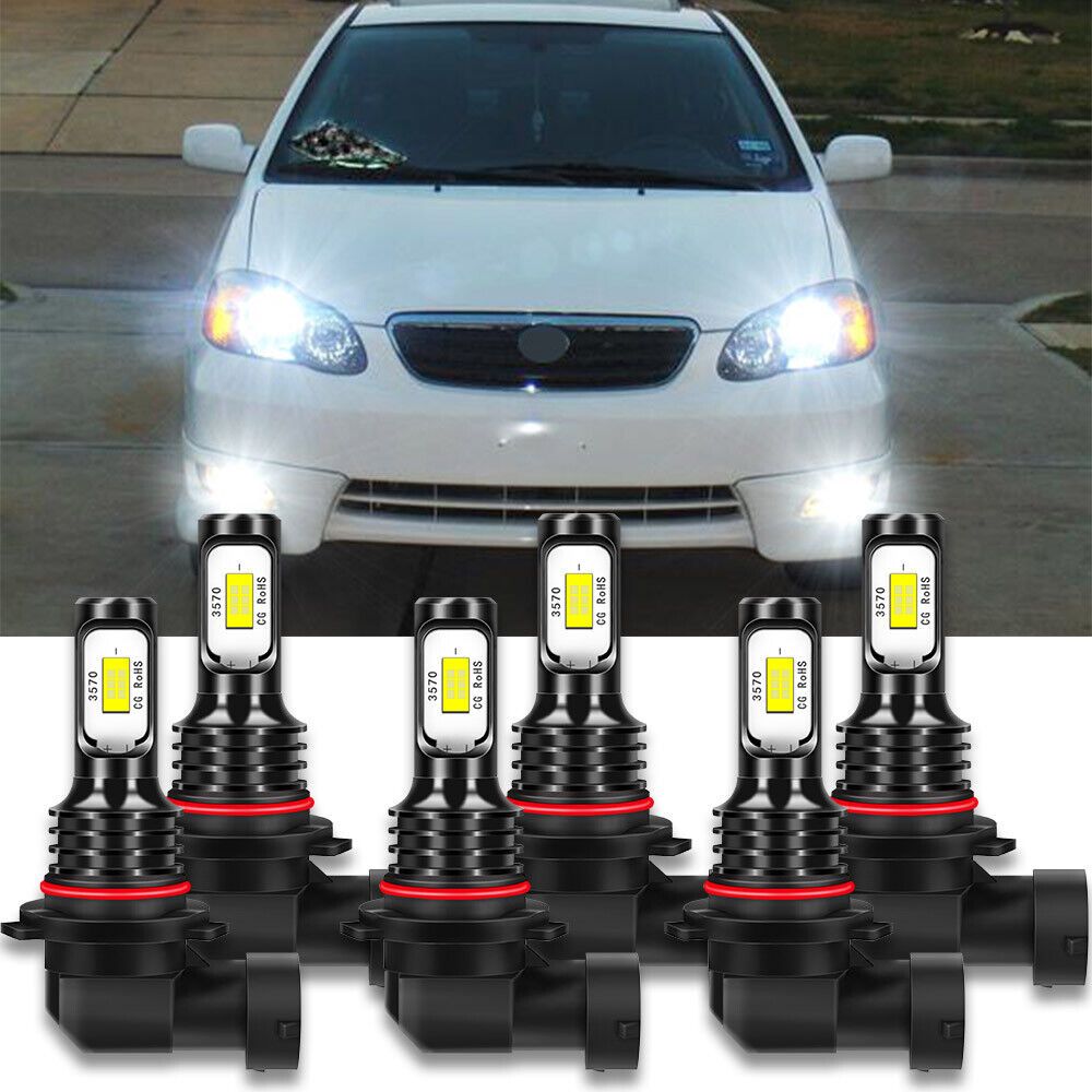 

6pcs Led High/ Low Beam Headlights + Fog Lights For Toyota Corolla 2005 2006 2007 2008