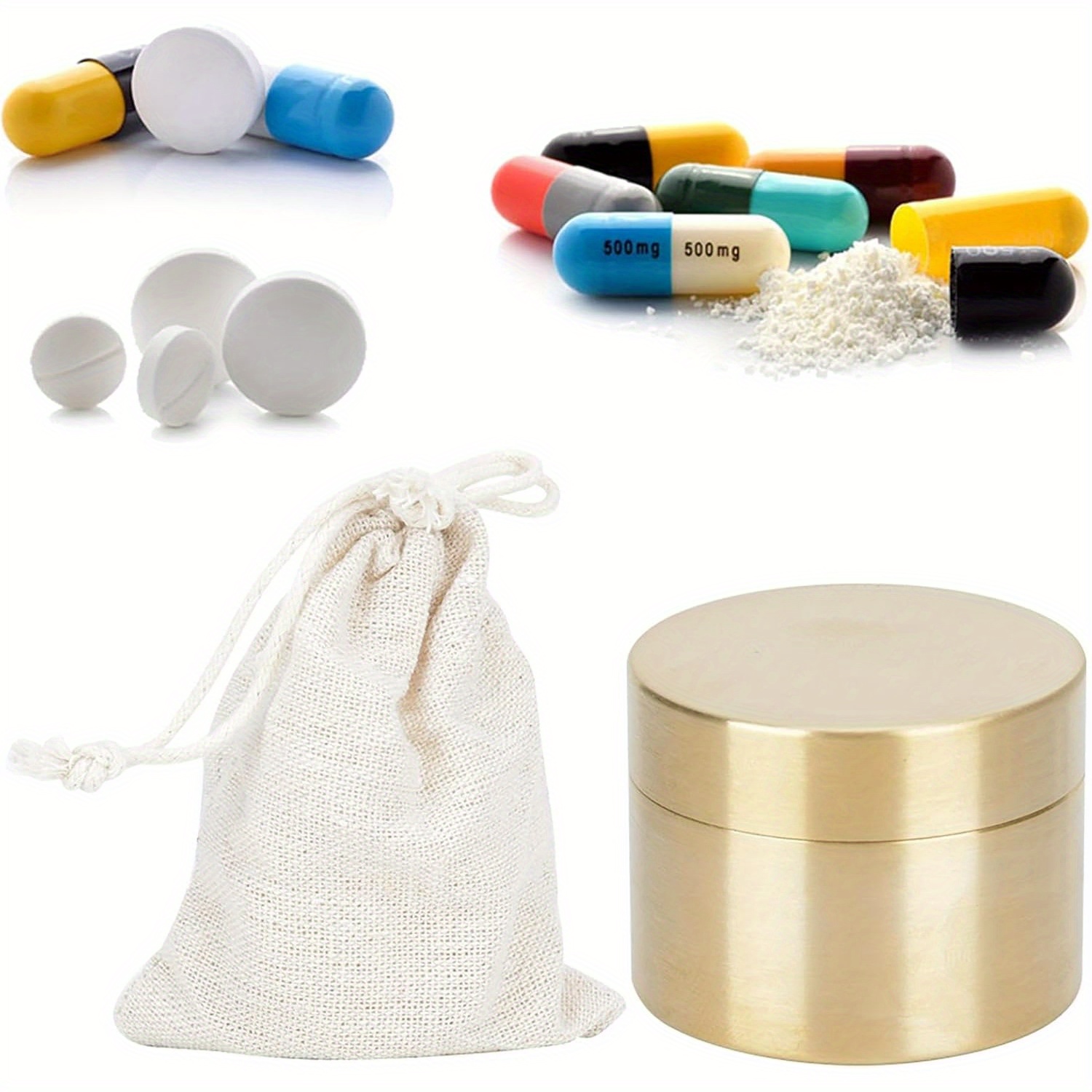 

Handcrafted Pure Brass Pill Container With Unique Retro Charm, Proof Storage Box For Pills, Jewelry, And More, 3 (m 15x10.5cm)