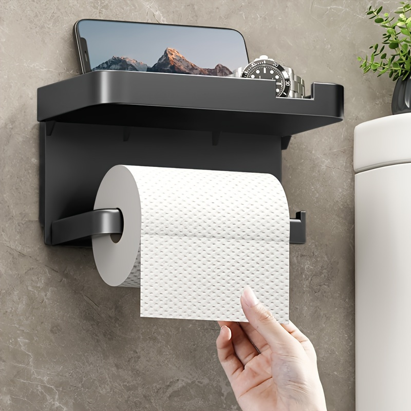 

Wall-mounted Toilet Paper Holder With Storage - And Washcloth Organizer For Bathroom, Kitchen, Hotel Accessories