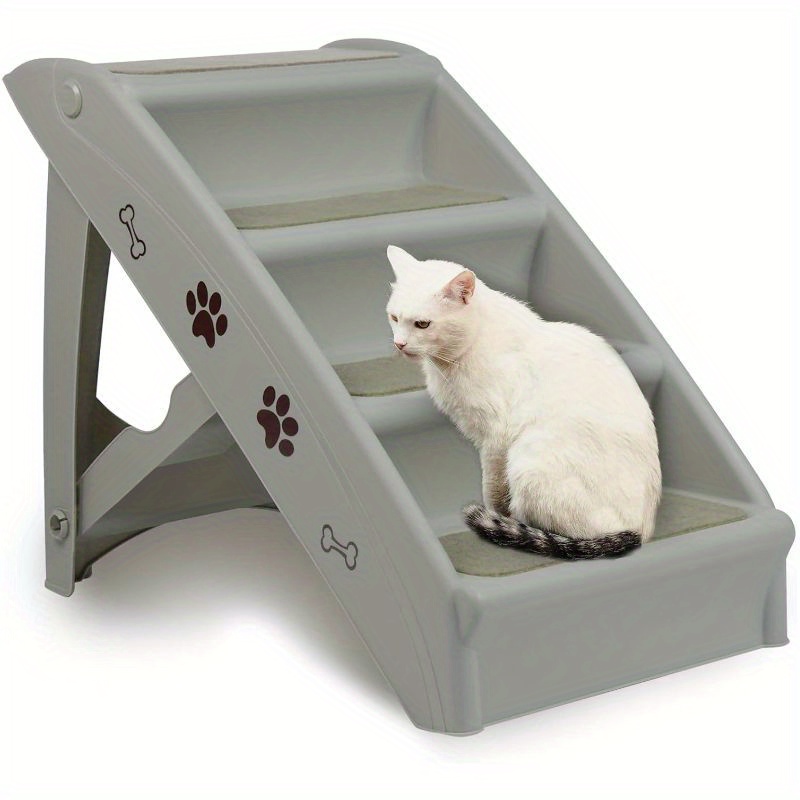 Pet Stairs Folding Dog Stairs With 4 Anti-slip Steps Dog Ramp Suitable For Bed Or Sofa, Loading 75 Kg
