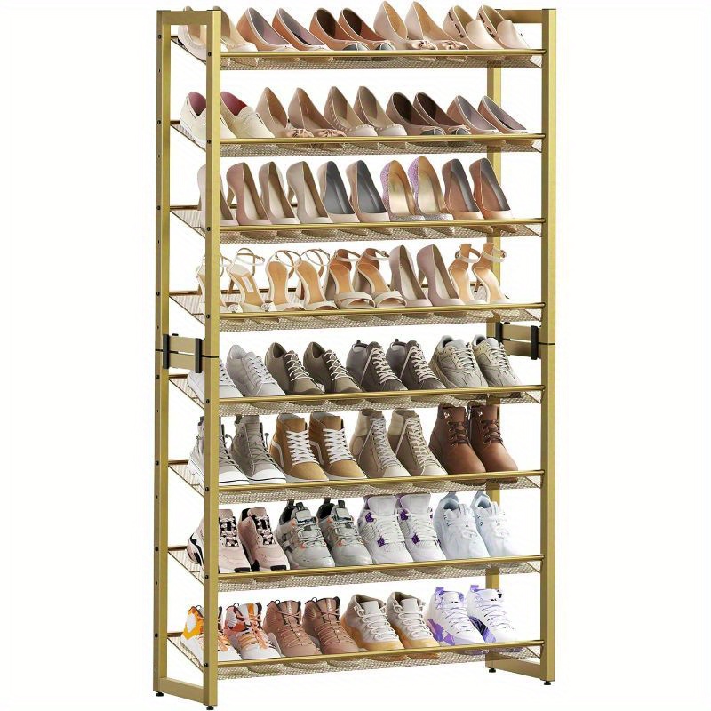 

Shoe Rack, 8-tier Shoe Organizer, Metal Shoe Storage For Garage, Entryway, Set Of 2, 4-tier Stackable Shoe Shelf, With Adjustable Flat Or Angled Shelves, 32-40 Pairs