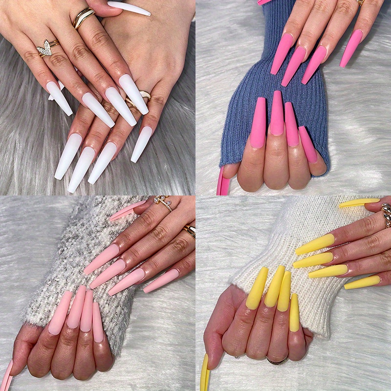 

96 Pieces Wear Nail Length Solid Color Matte Long Ballet Nail Wear Nail Manicure Fake For Women