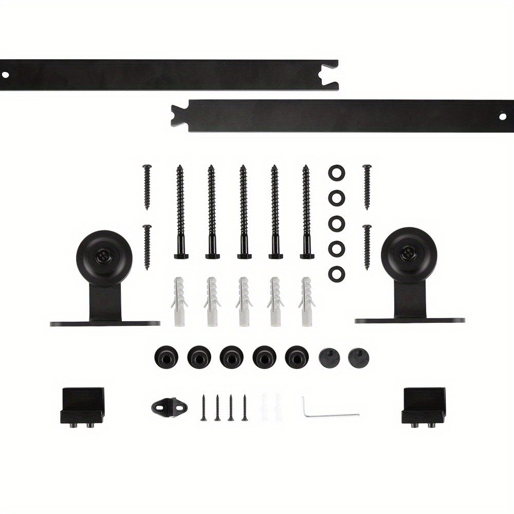 Sliding Door Kit, 183cm Sliding Door Accessories Hardware, Sliding , Barn Door Hardware, Not Suitable For Glass Doors, Black